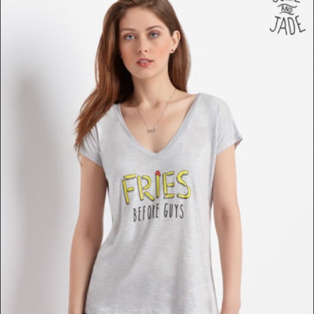 Aeropostale june and jade Fries Before Guys gray Graphic short sleeve T-shirt